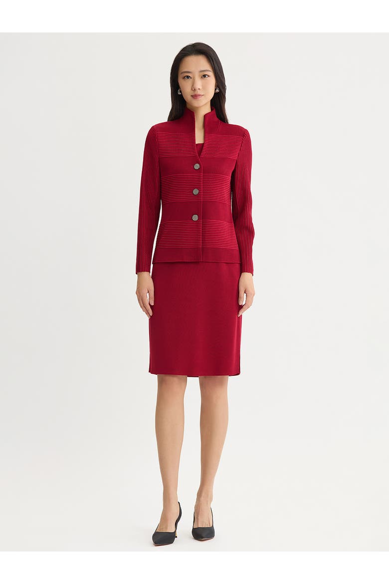 Tailored Ottoman Stitch Knit Jacket, Alternate, color, Scarlet Red