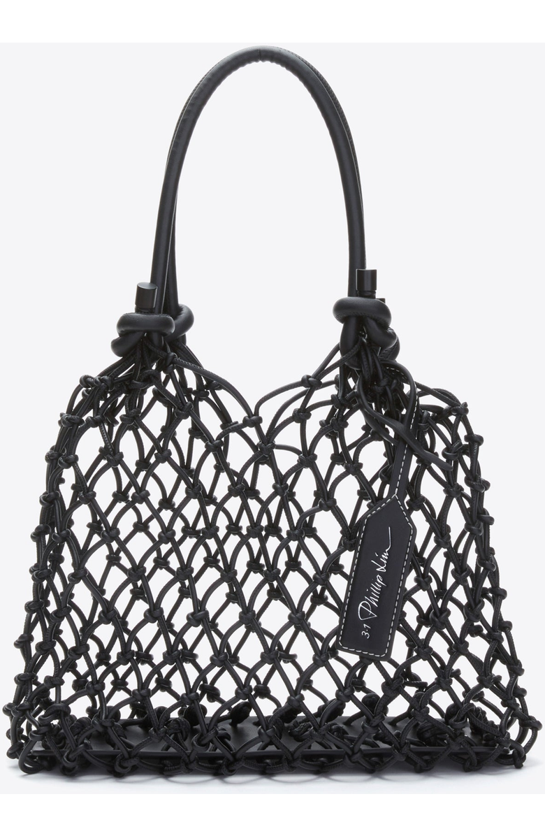3.1 Phillip Lim Faux Fur Macrame Mini Sac, Alternate, color, Black
