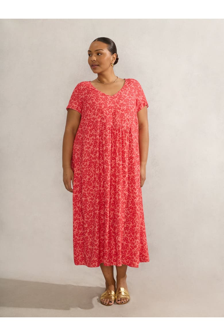 Short Sleeve V-Neck Midi Dress, Main, color, Pink