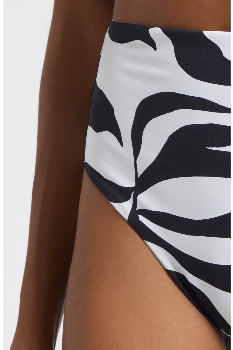 Stilla High Waist Bikini Bottoms, Alternate, color, WHITE/ BLACK