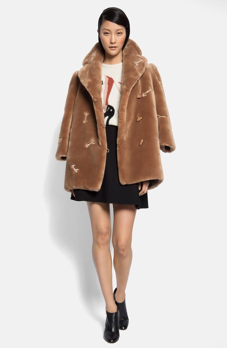 Carven Embellished Faux Fur Coat, Alternate, color, 