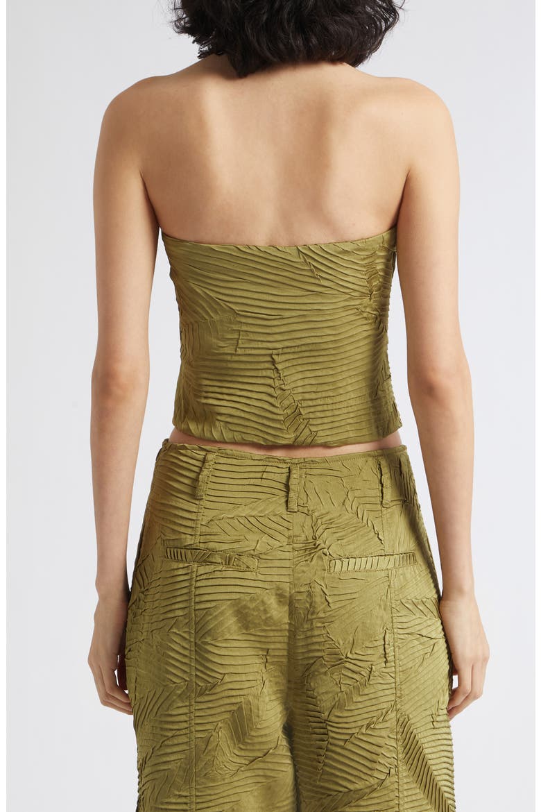 Heleen Pleated Strapless Bustier Top, Alternate, color, MOSS GOLD