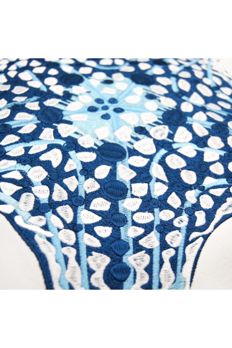 Blue Starfish Embroidered Indoor/Outdoor Accent Throw Pillow, Alternate, color, Blue