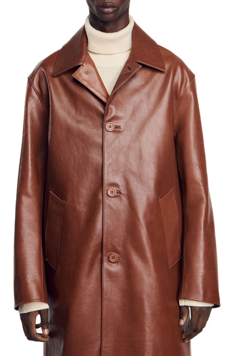 SANDRO Leather mac, Alternate, color, 