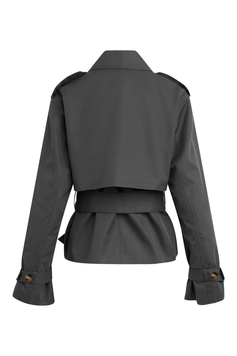 The Cropped Charles Trench Coat, Alternate, color, DARK CHARCOAL