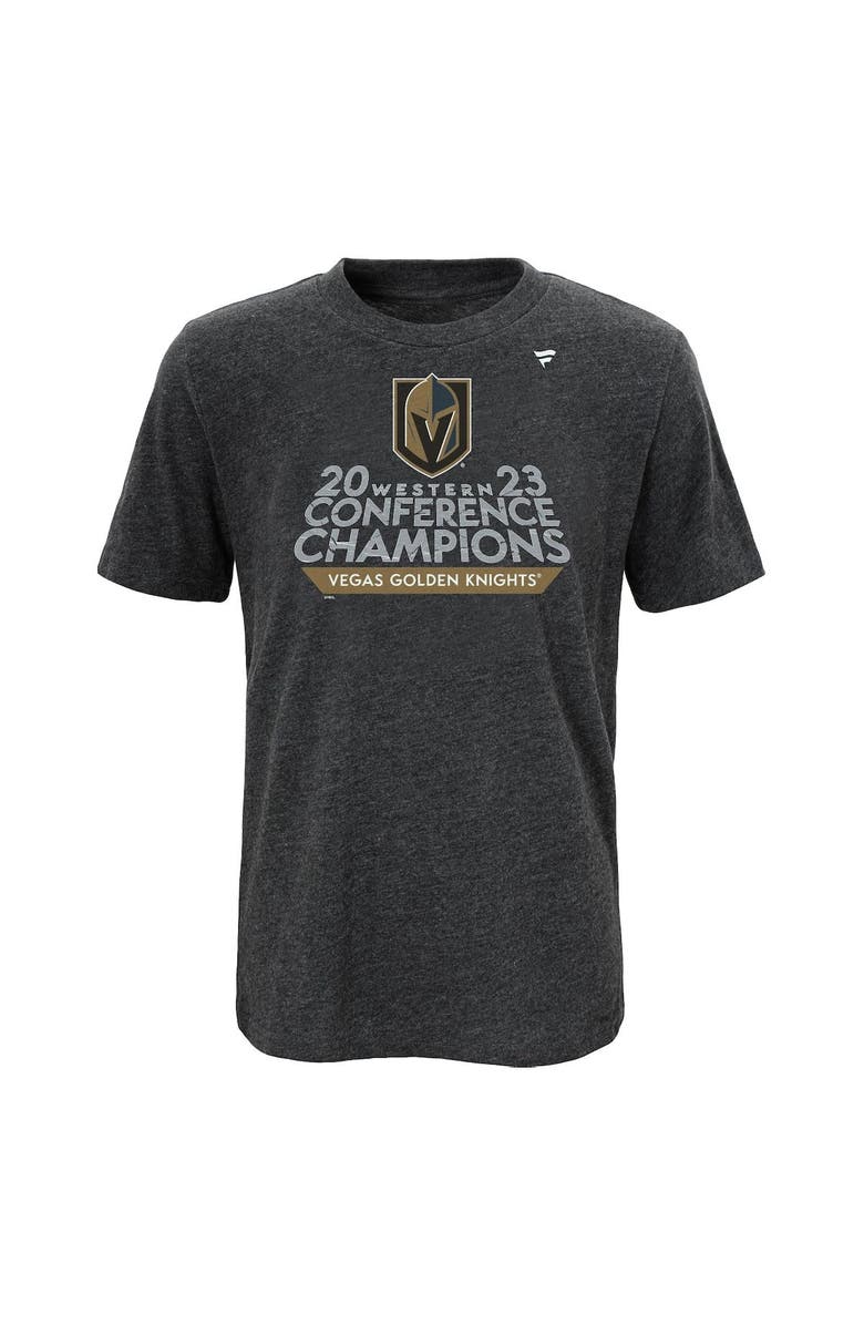 FANATICS Youth Fanatics Branded Heather Charcoal Vegas Golden Knights 2023 Western Conference Champions Locker Room T-Shirt, Alternate, color,