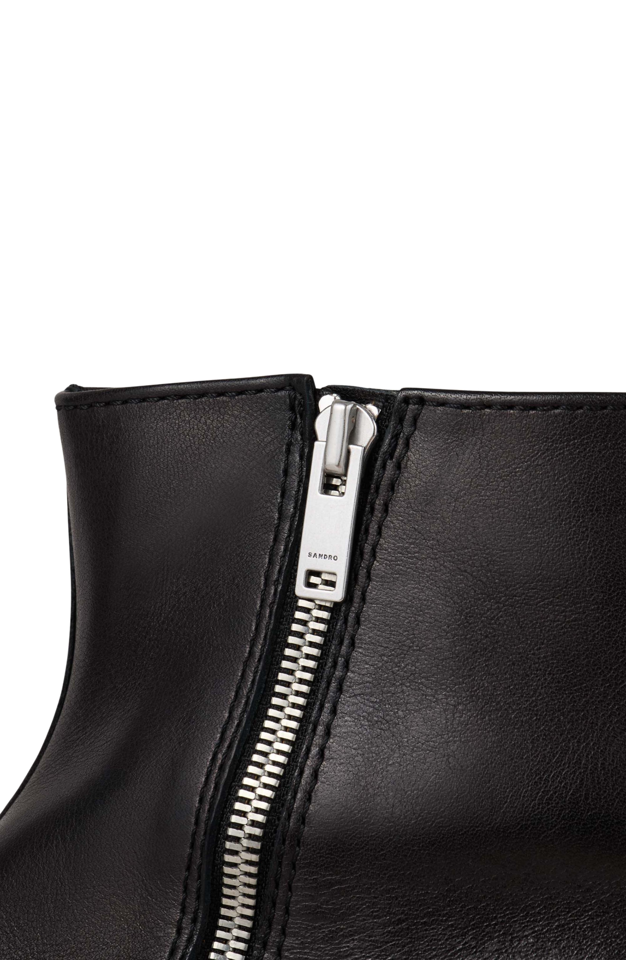 SANDRO Zipped leather ankle boots, Alternate, color, Black