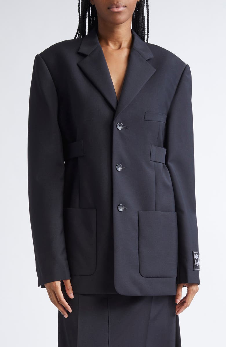 Alexander Wang Side Tab Wool
Mohair Blazer, Main, color, Mink Melange