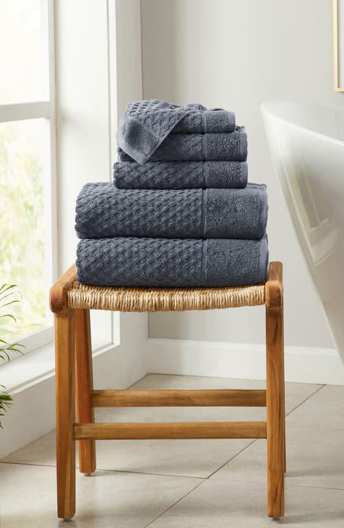 Woven & Weft Diamond Texture 4-piece Bath Towel Set In Stone Blue
