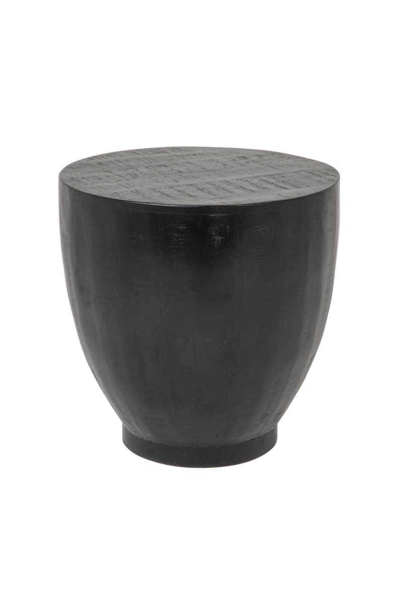 Olive Grove Round Drum End Table with Combed Finish, Main, color, Black