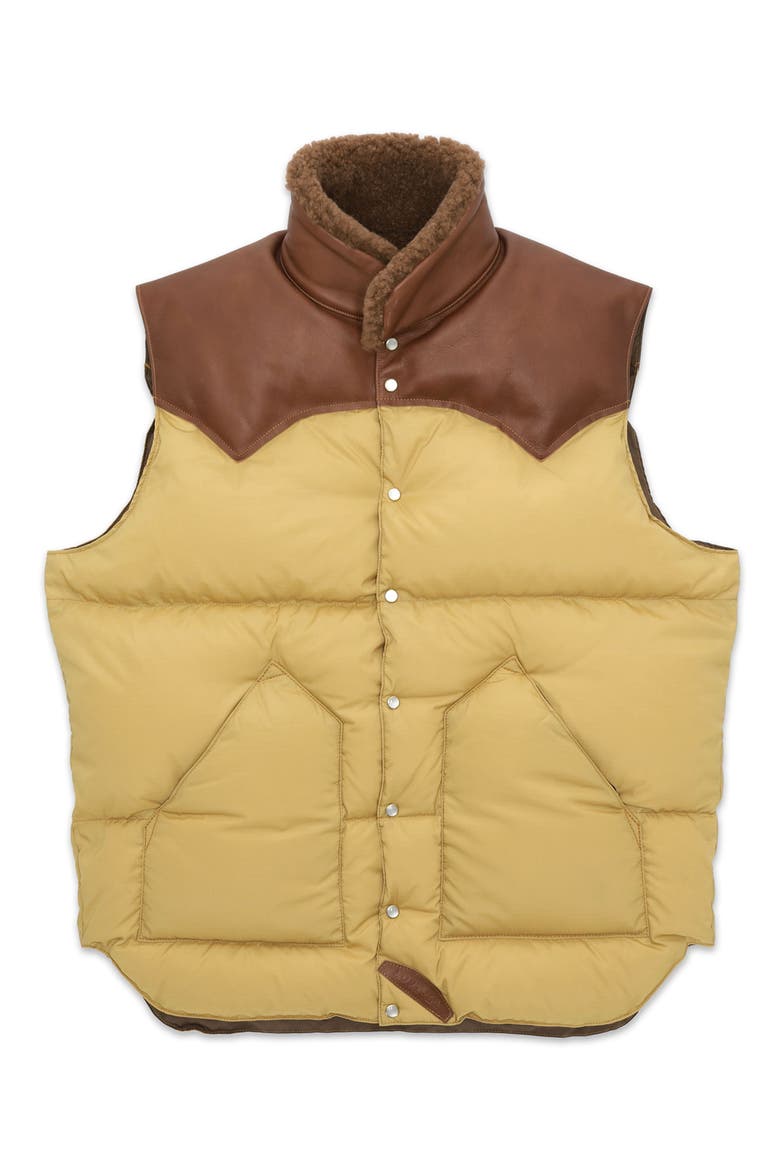 Christy Shearling Collar Vest, Main, color, Brown