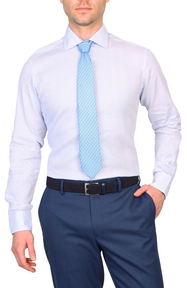 TailorByrd Trim Fit Dobby Non-Iron Stretch Dress Shirt, Alternate, color, Sky Blue