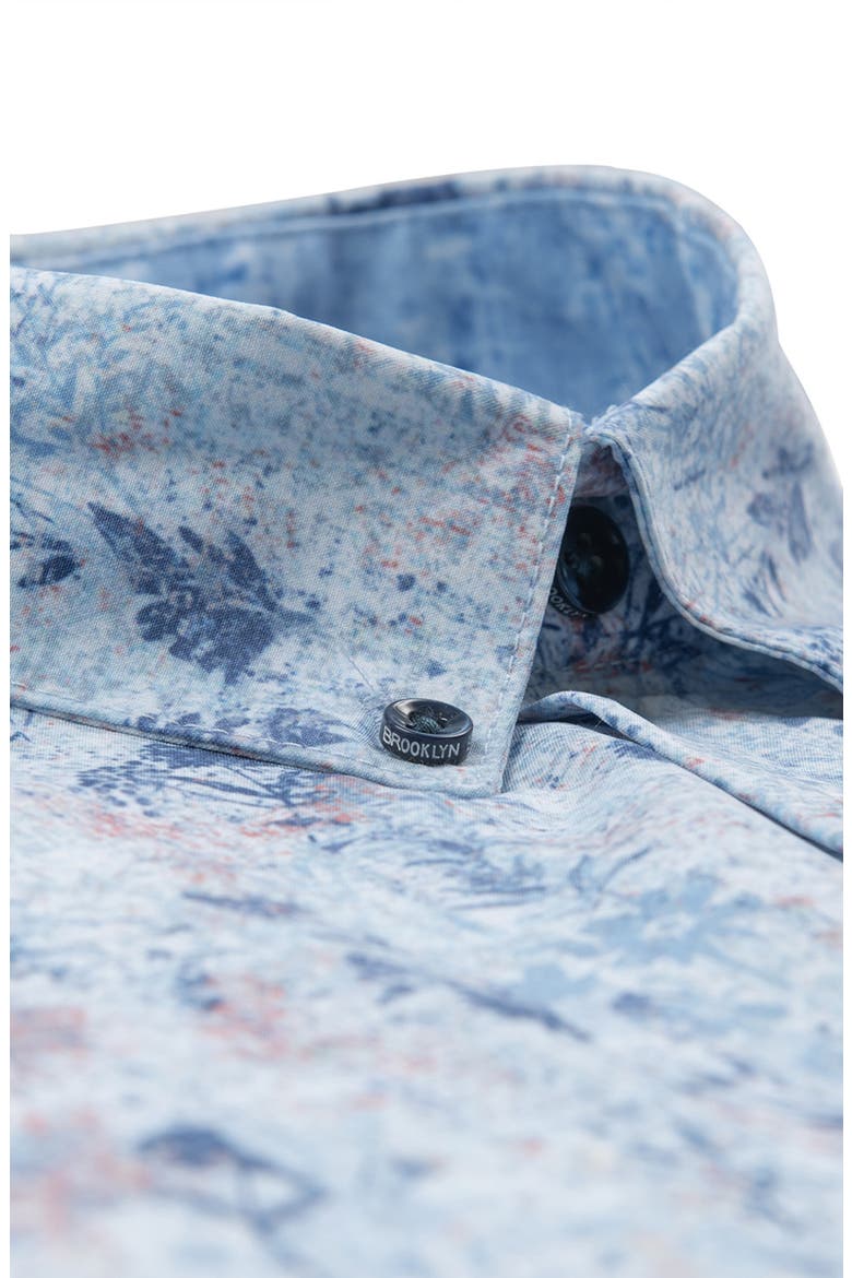 Slim Fit Barlow Vintage Floral 4-Way Stretch Performance Short Sleeve Shirt, Alternate, color, BLUE