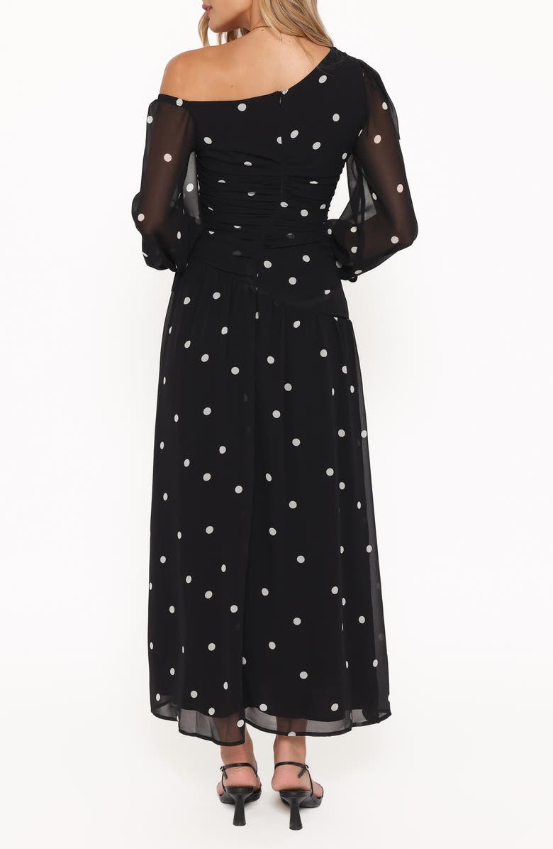 Petal & Pup Levine One-Shoulder Maxi Dress, Alternate, color, Black Polka Dot