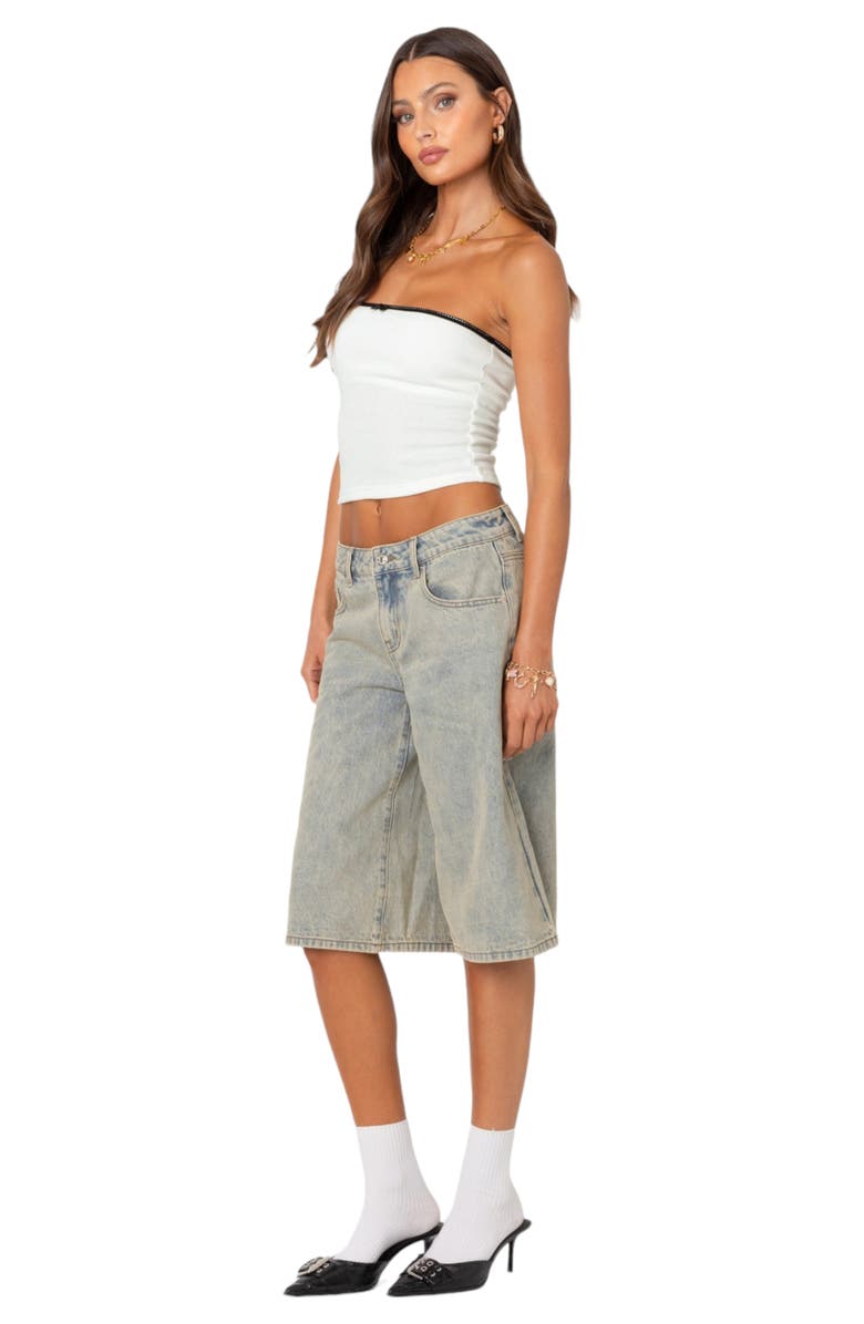 EDIKTED Waffle Knit Tube Top, Alternate, color, White