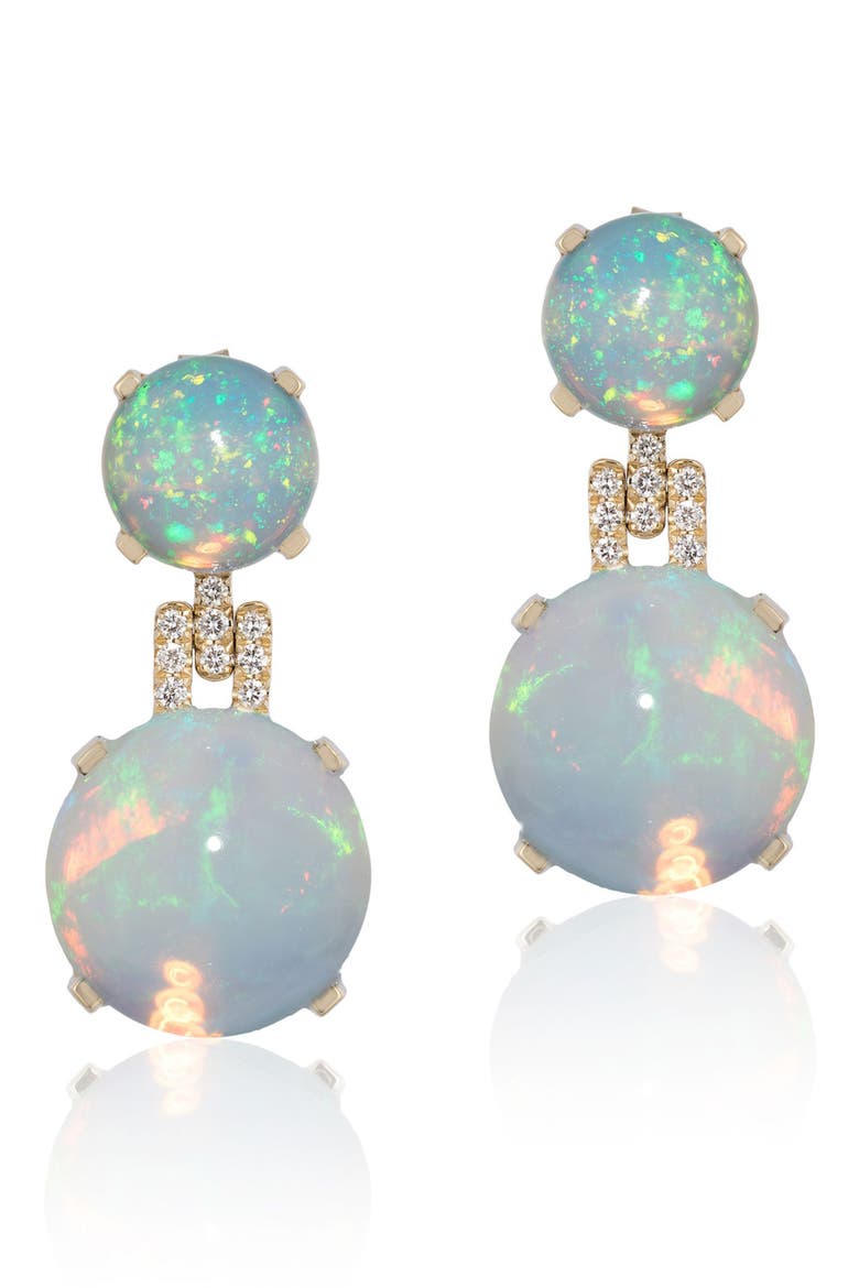 Rock 'n' Roll Double Sphere Drop Earrings, Main, color, WHITE OPAQUE