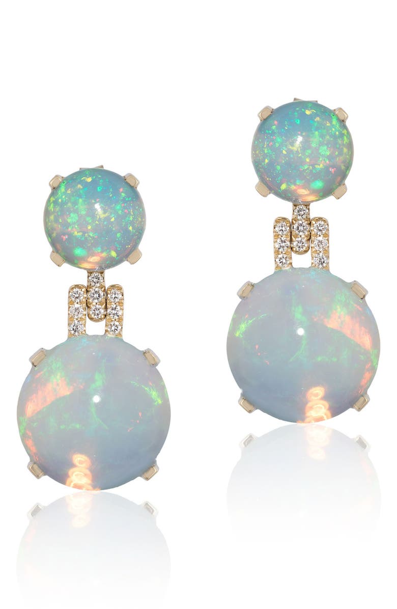 GOSHWARA Rock 'n' Roll Double Sphere Drop Earrings, Main, color, White Opaque