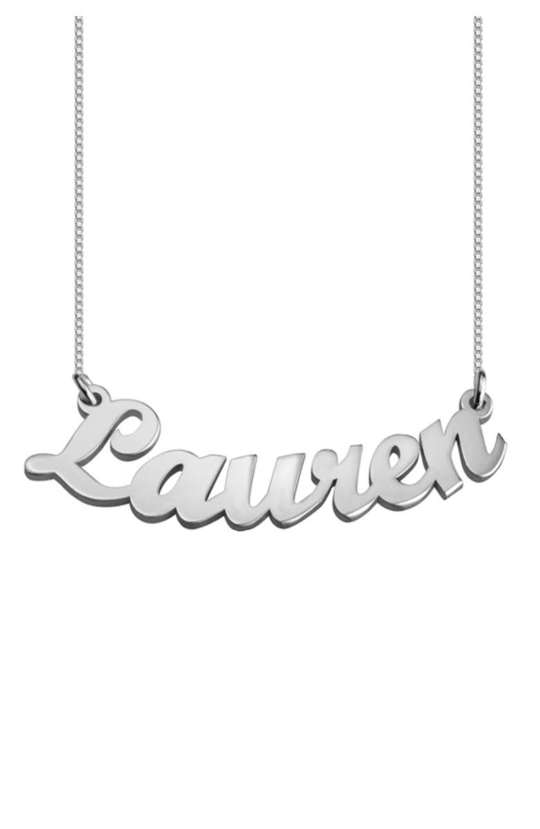 MELANIE MARIE Personalized Nameplate Pendant Necklace, Main, color, Sterling Silver