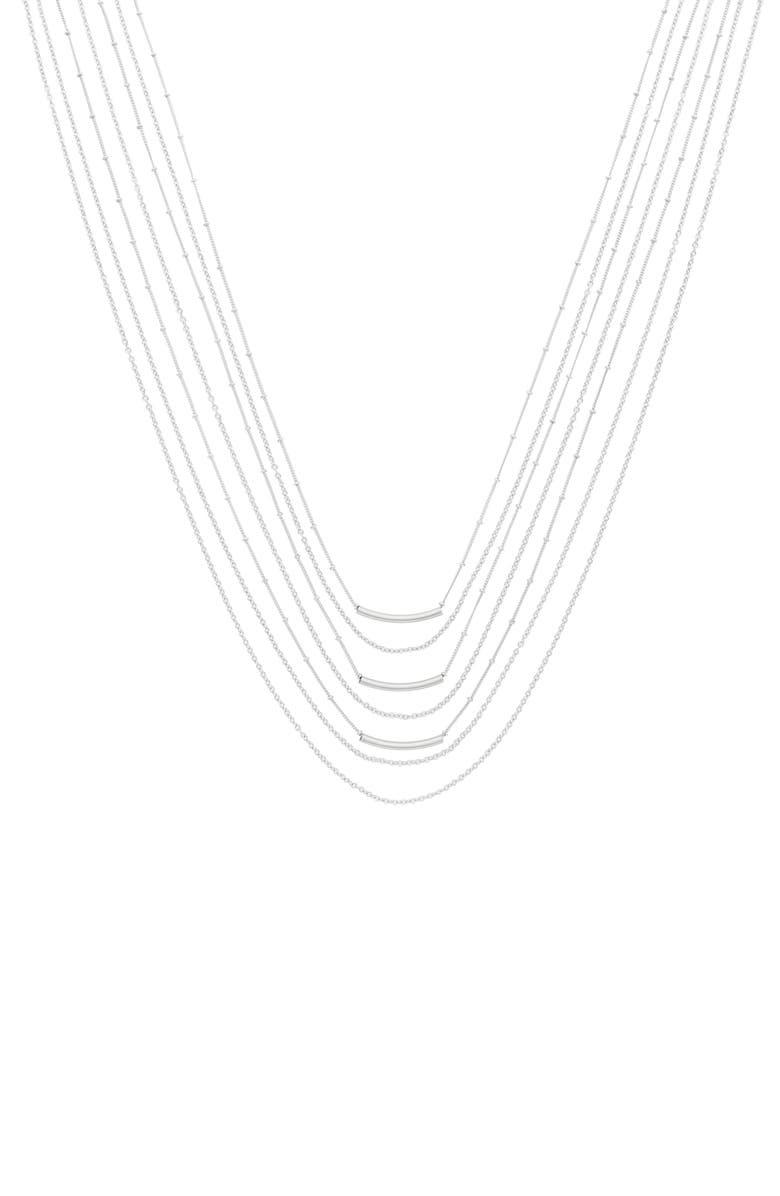 OLIVIA WELLES Multilayered Chain Necklace, Main, color, Silver