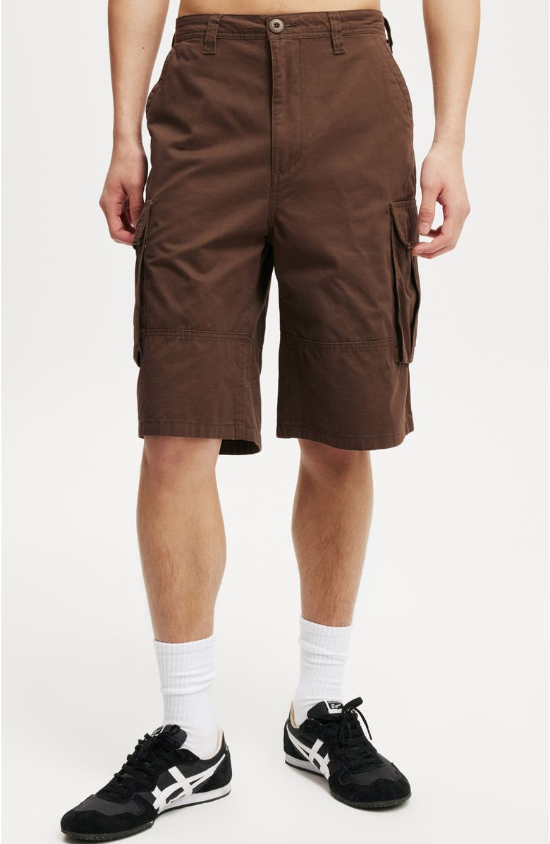 Cotton On Men's Baggy Cargo Short, Main, color, Chocolate Twill