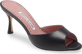 MANOLO BLAHNIK JADA ミュール ヘビ革 JADA | Black Calf Leather Open Toe Mules | Manolo Blahnik