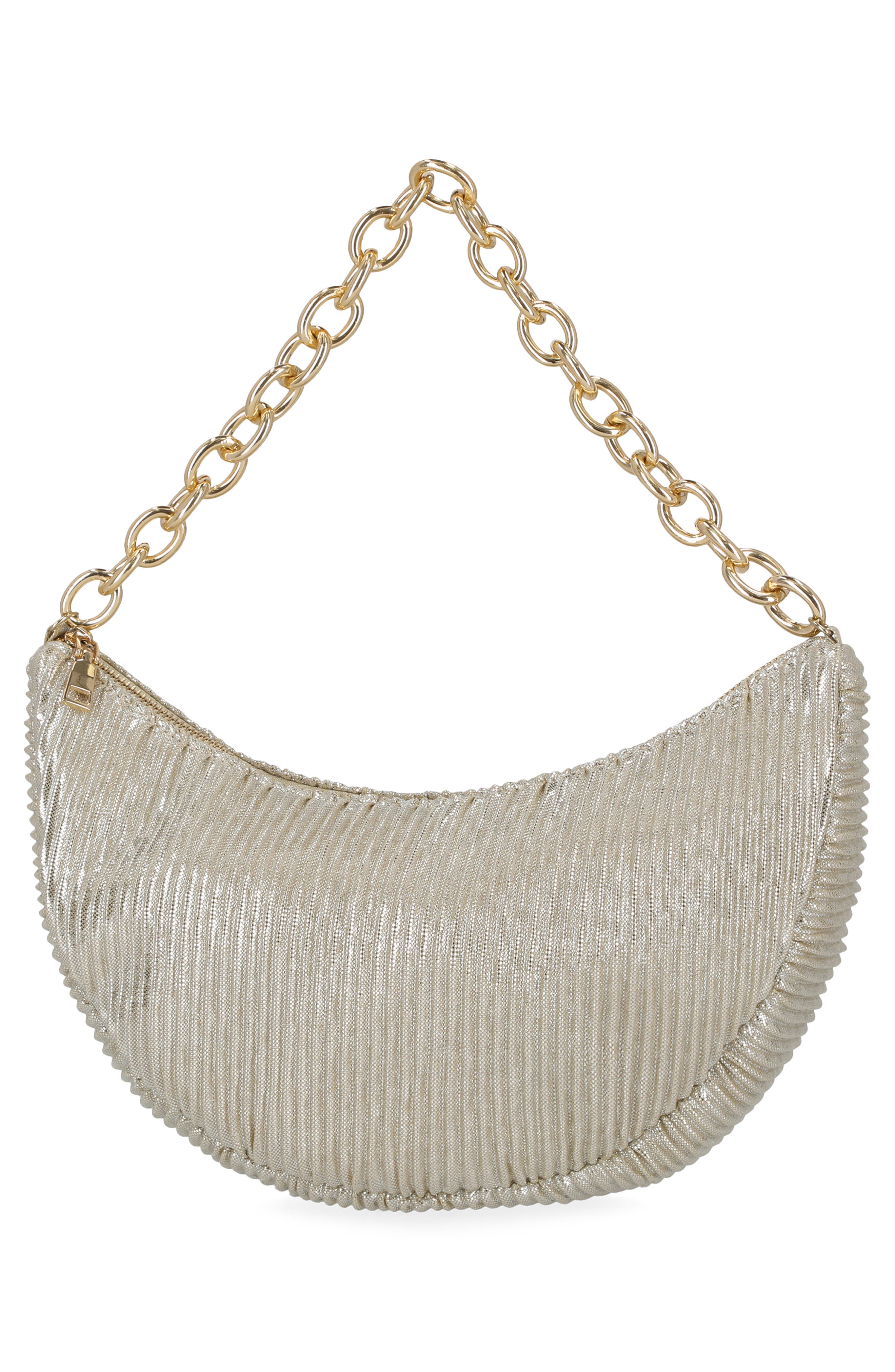 Maya Metallic Rib Shoulder Bag, Alternate, color, CHAMPAGNE
