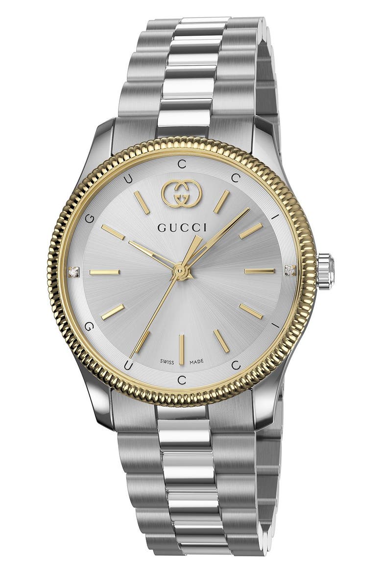 G-Timeless Diamond Slim Bracelet Watch, 29mm, Main, color, SILVER