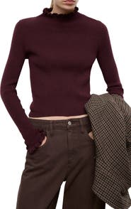 MANGO Scallop Mock Neck Sweater