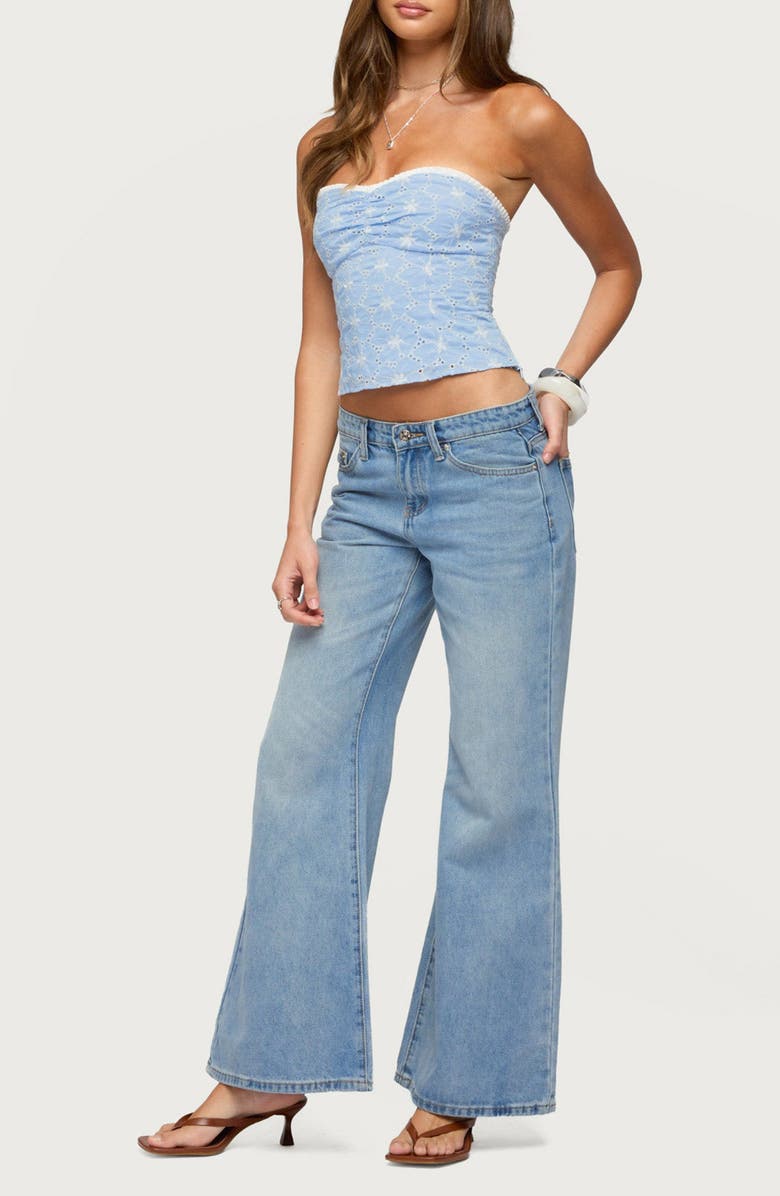 EDIKTED Zeffey Eyelet Strapless Corset Top, Alternate, color,