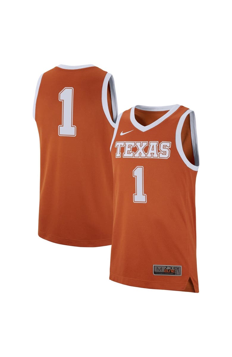 Nike Men's Nike #1 Burnt Orange Texas Longhorns Replica Jersey, Alternate, color, Burnt Orange