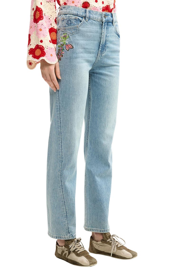 Floral Embroidery Slim Fit Jeans, Alternate, color, MEDIUM BLUE