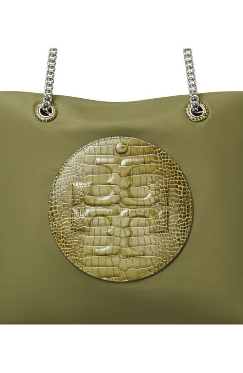 Tory Burch Ella Chain Croc Zip Tote Bag In Green