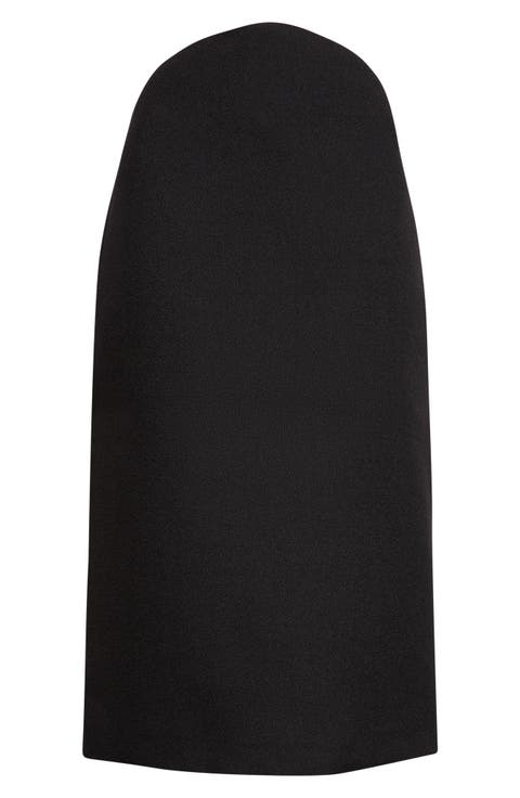Curved Waist Virgin Wool Pencil Skirt