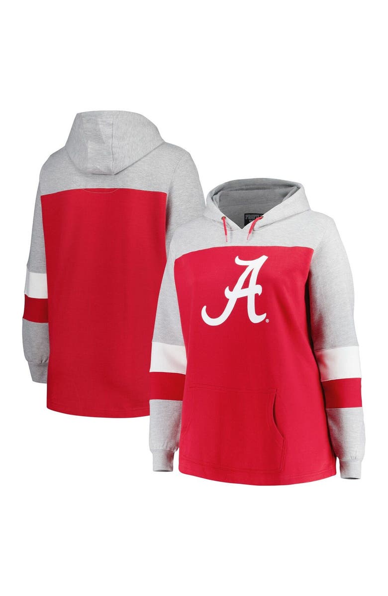 PROFILE Women's Crimson Alabama Crimson Tide Plus Size Color-Block Pullover Hoodie, Main, color, Crimson