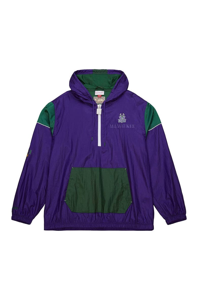 Unisex Mitchell & Ness  Purple Milwaukee Bucks Hardwood Classics Team OG 3.0 Anorak Half-Zip Windbreaker Jacket, Alternate, color, Purple