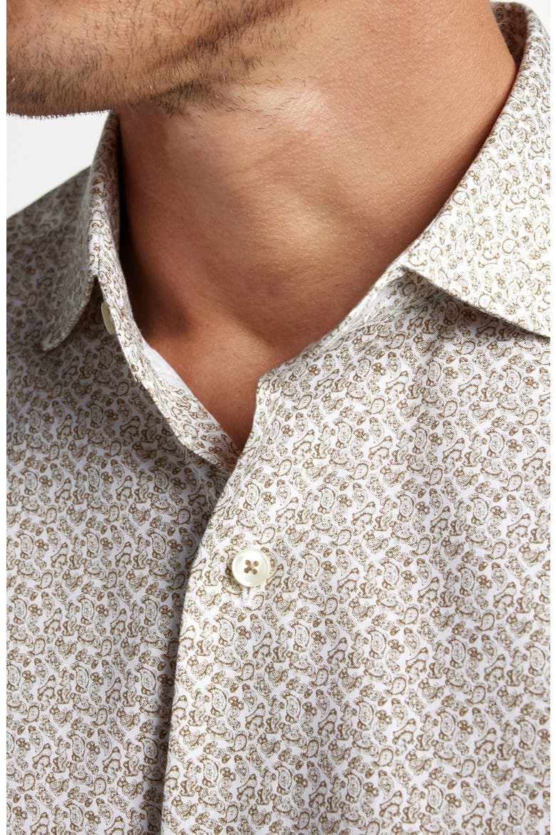 Micropaisley Print Sport Shirt, Alternate, color, WHITE/ DUNE