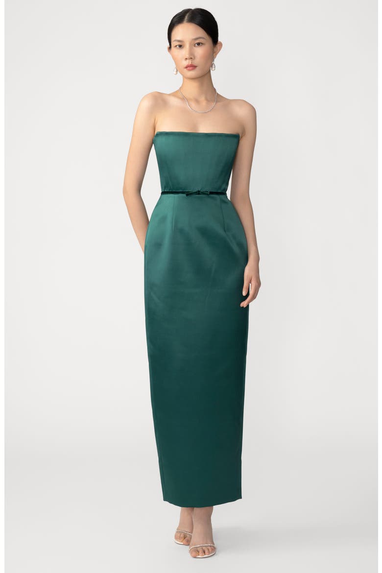 Taylor Satin Gown, Alternate, color, EMERALD