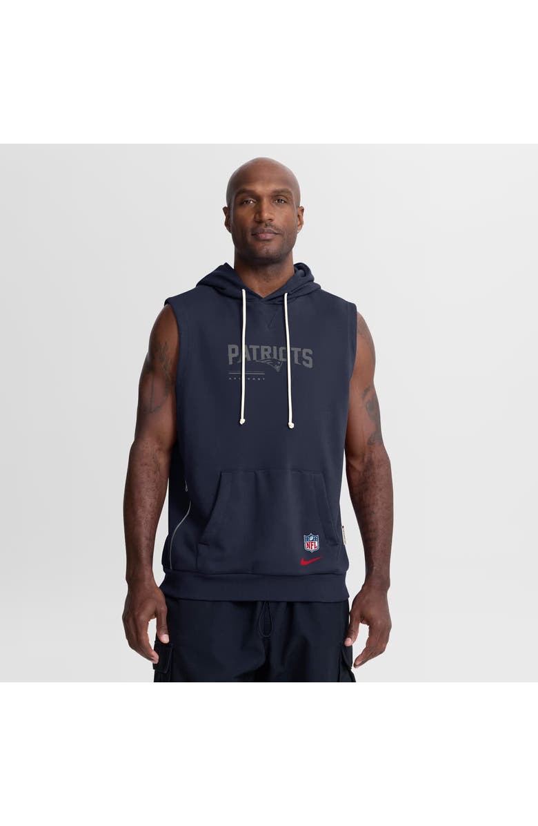 Nike Men's Nike Navy New England Patriots Sideline Standard Issue Dri-FIT Sleeveless Hoodie, Main, color, Navy