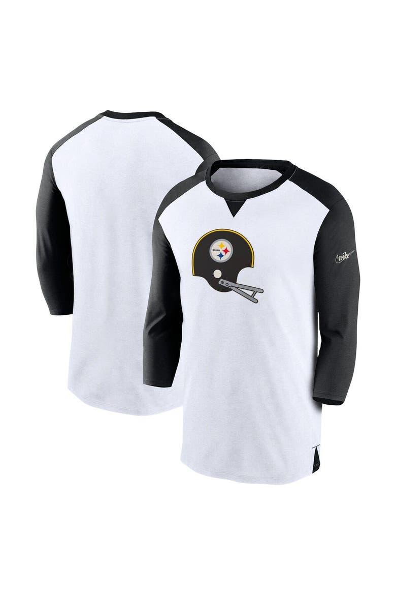 Men's Nike White/Black Pittsburgh Steelers Rewind 3/4-Sleeve T-Shirt, Main, color, White