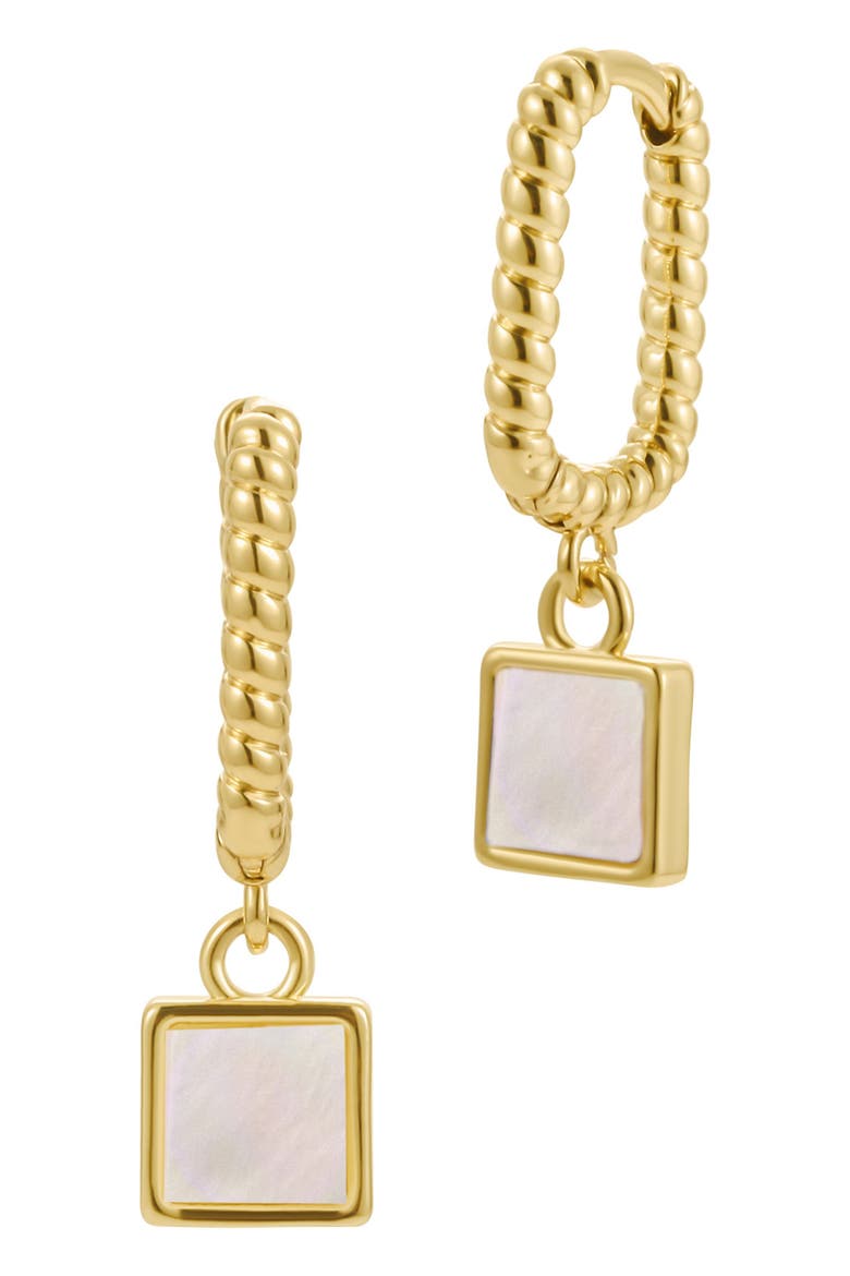 Mother-of-Pearl Drop Earrings, Main, color, GOLD