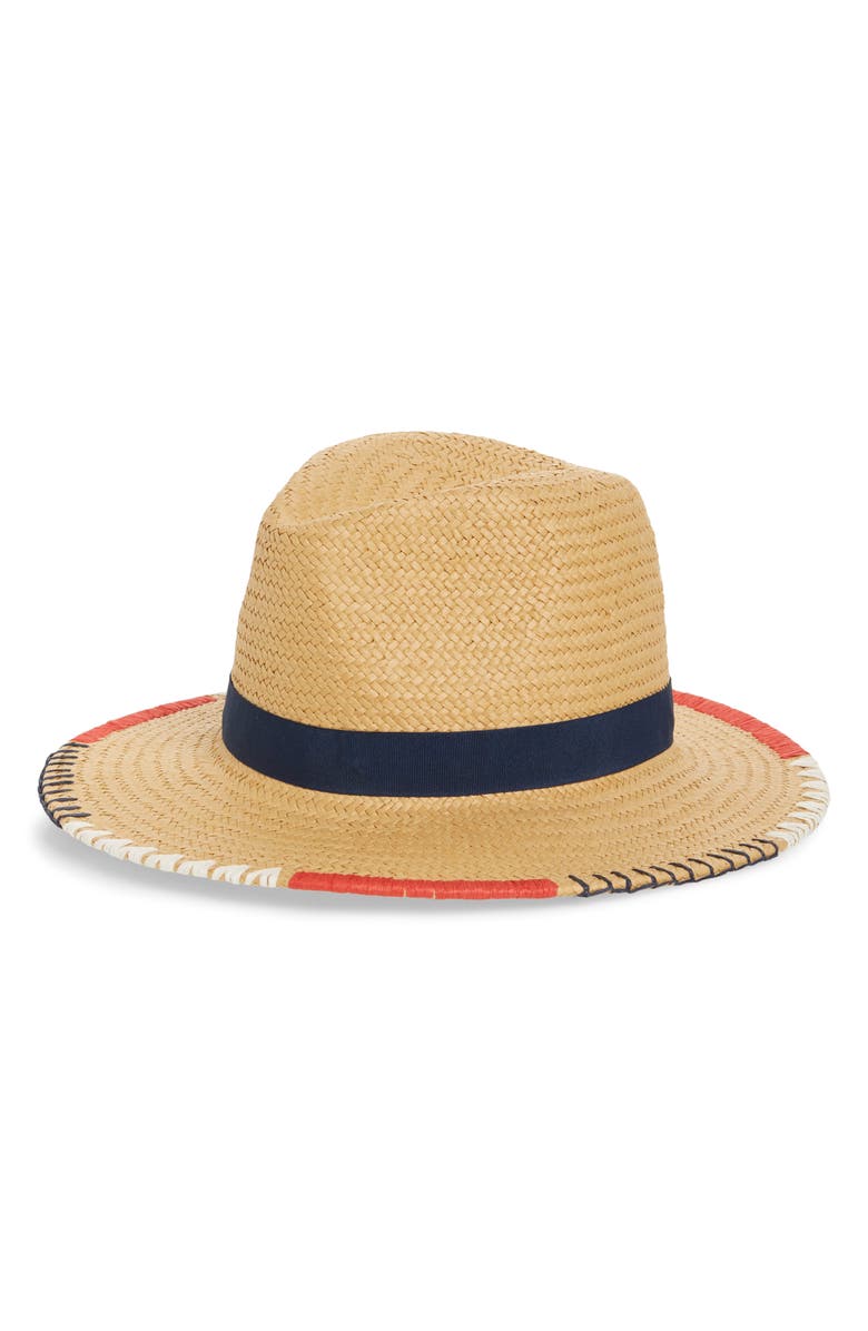 Treasure & Bond Embroidered Straw Panama Hat, Main, color,