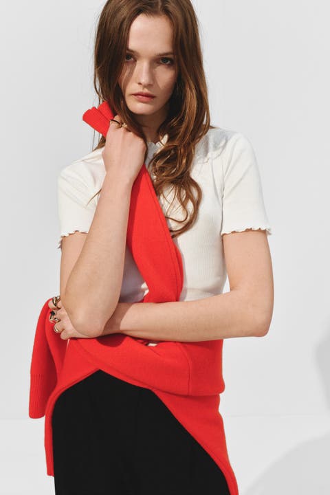 Overlocked jersey top