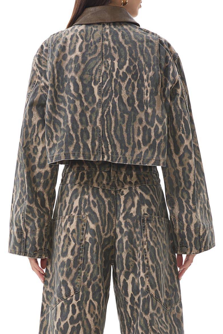 Wrenley Leopard Crop Denim Jacket, Alternate, color, CAMO LEOPARD