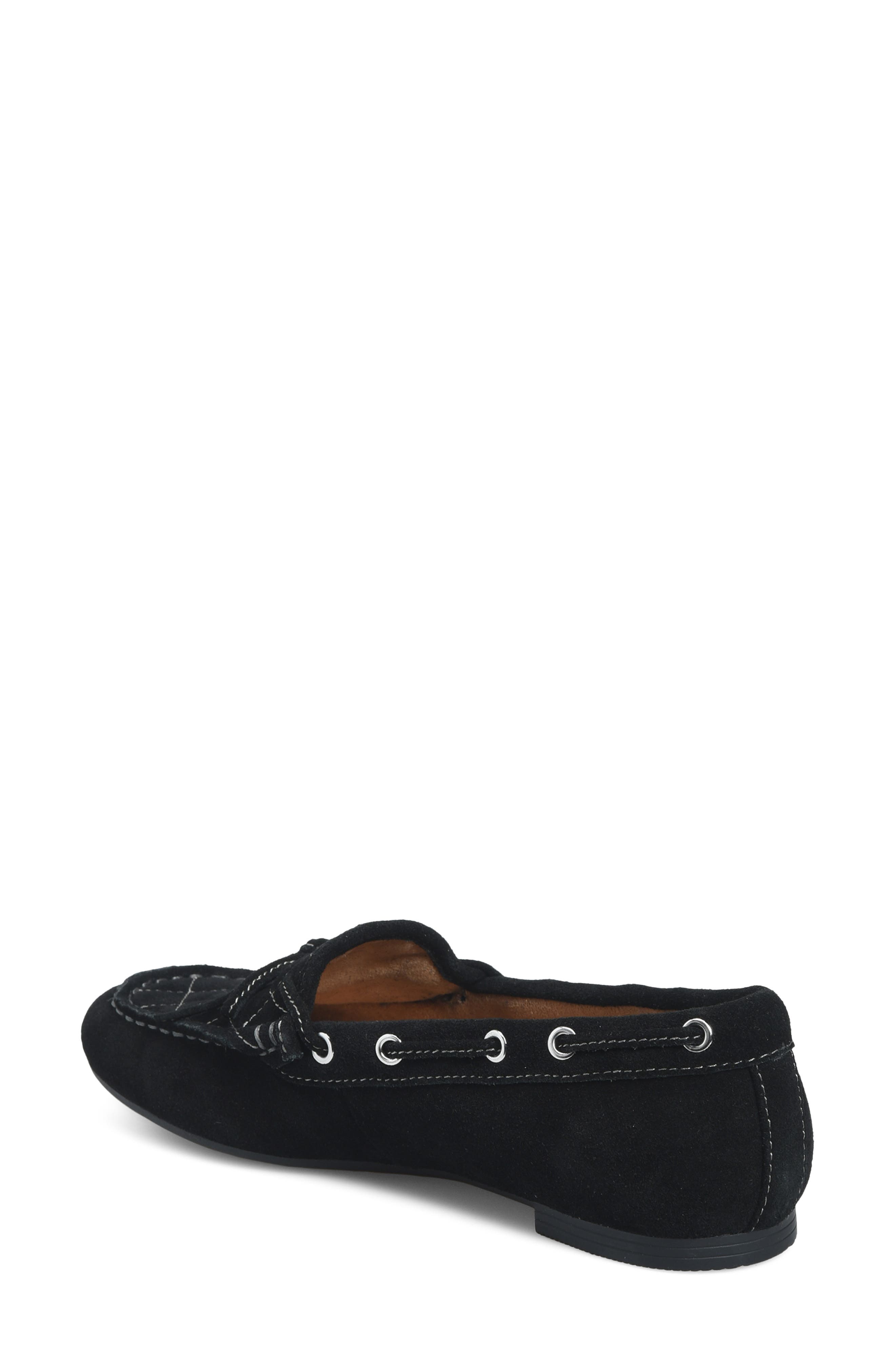 Tessie Leather Loafer, Alternate, color, BLACK SUEDE