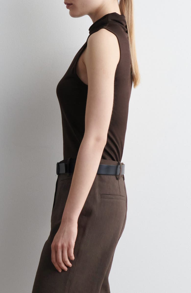 COS Drape Neck Sleeveless Top, Alternate, color, Brown Dark