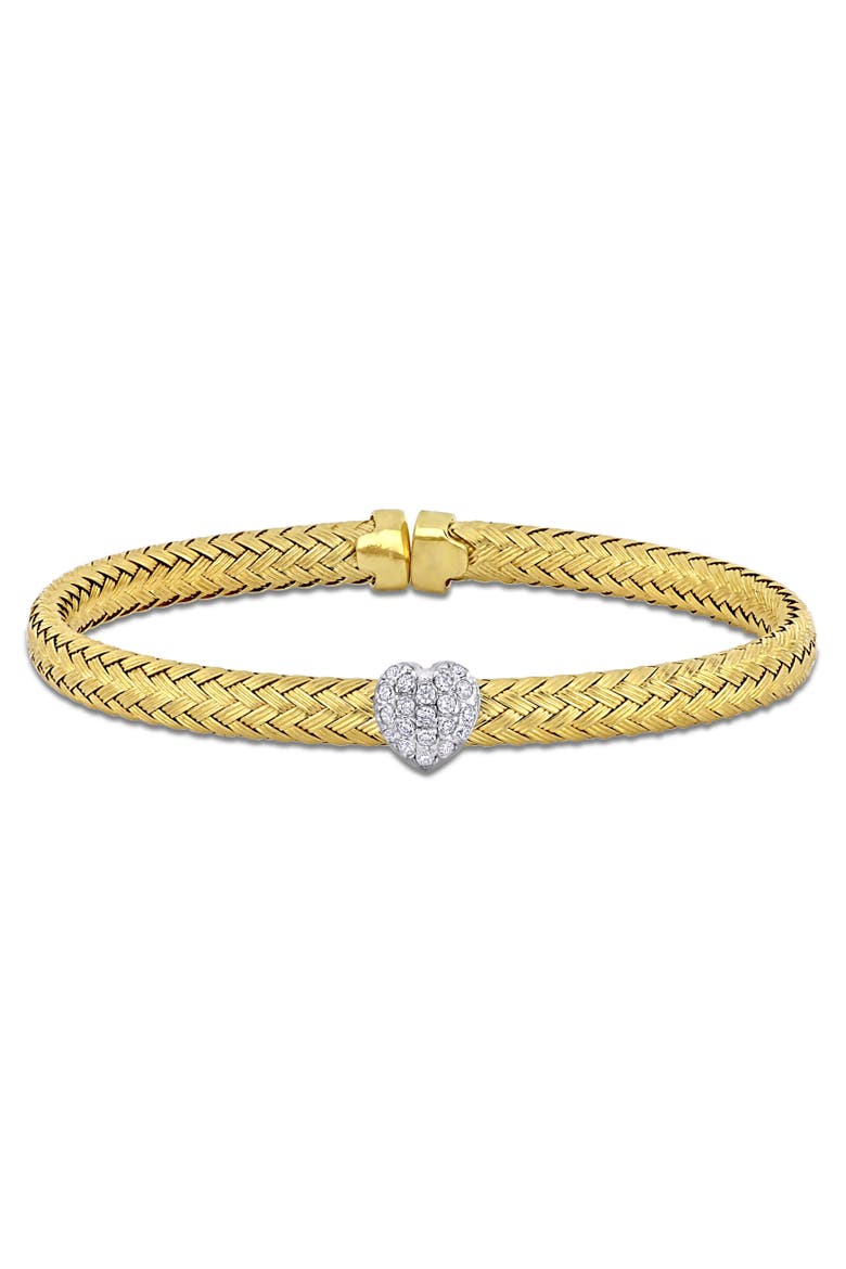 Cubic Zirconia Heart Weave Bangle Two-Tone, Main, color, Yellow-Plated