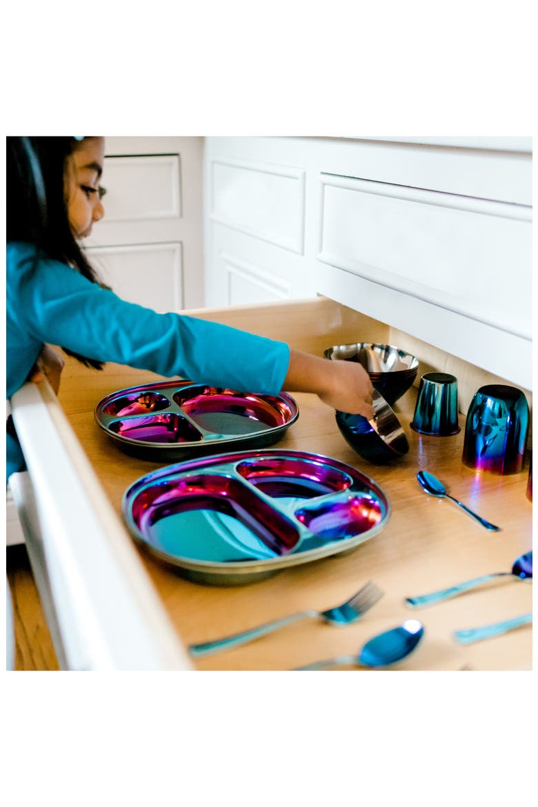 Mindful Mealtime Dish Set, Alternate, color, IRIDESCENT BLUE