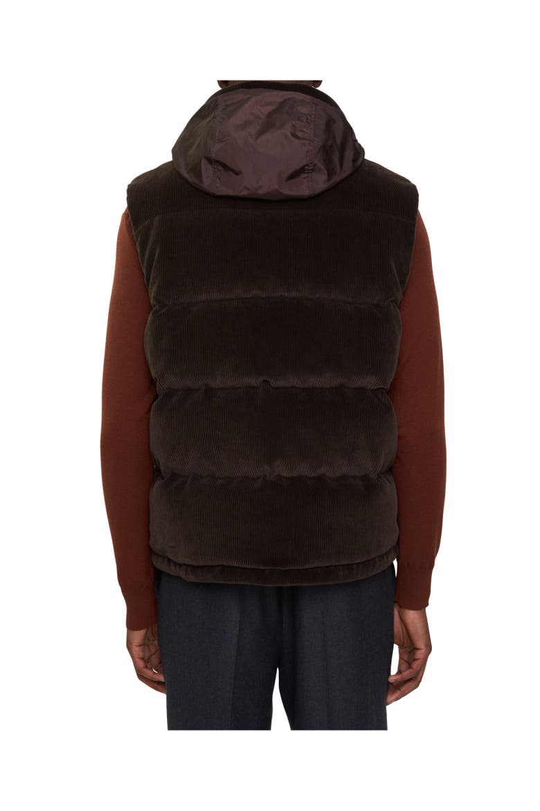 Corduroy Puffer Gilet, Alternate, color, Clove brown