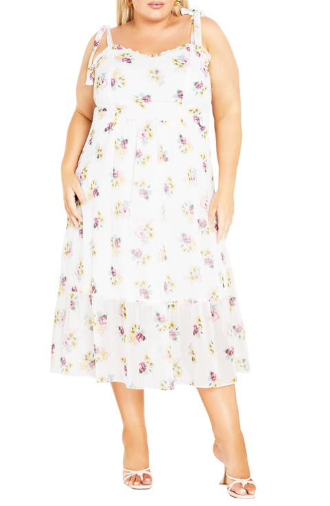 Ariadne Floral Tie Strap Midi Sundress (Plus)