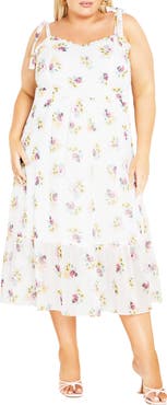City Chic Ariadne Floral Tie Strap Midi Sundress